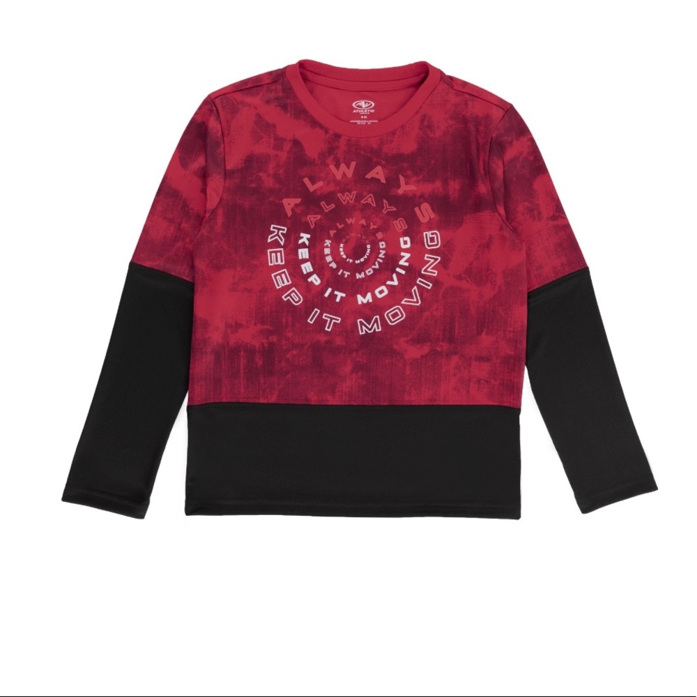 Athletic Works Boy’s ‘Always Keep It Moving’ Long Sleeve Performance Tee NWT